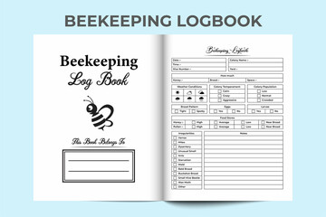 Beekeeping log book KDP interior. Beekeeping and honey harvesting tracker template. KDP interior journal. Honey testing journal and beehive caring logbook interior. Bee pollination tracker.