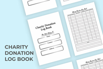 Charity information KDP interior journal. Donation data and amount record book template. KDP interior log book. Charity donation information tracker and fund checker notebook interior.