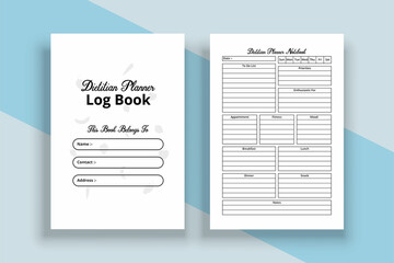 Dietitian planner KDP interior journal. Daily diet schedule paper and food habit planner template. KDP interior notebook. Daily diet and nutrition planner logbook template.