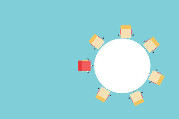 Red Different Chair. Hiring, recruitment, and Leadership Concept. Symbol of vacancies, job offers, career development, job advertisement. Eps10 vector illustration