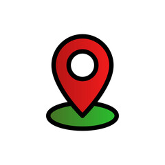 Set of black vector icons, isolated against white background. Flat illustration on a theme location