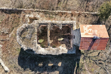 Vertical image of the ruins of Saint Wenceslaw church without roof