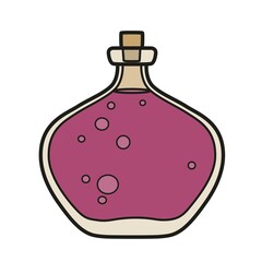 Alchemical ingredient in a big bottle color variation for coloring page on white background