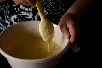 pancake batter. detail. photography inside.