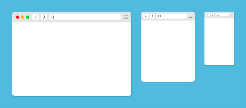 Browser window web elements. Design template with browser window for mobile device design. Browser in flat style.