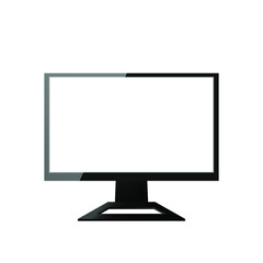 
Monitor with white display and shadow, front view. Vector.
