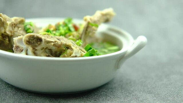 Delicious Thai spicy soup with Pork Ribs, this is a popular food in Thailand and Thai called "Tom Leng Zap"