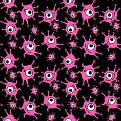 Kids seamless aliens monsters pattern for wrapping paper and gifts and cards and textiles and packaging and hobbies