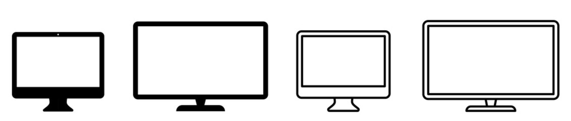 Device icons set. Devices collection TV, monitor and desktop computer. Flat style. - obrazy, fototapety, plakaty