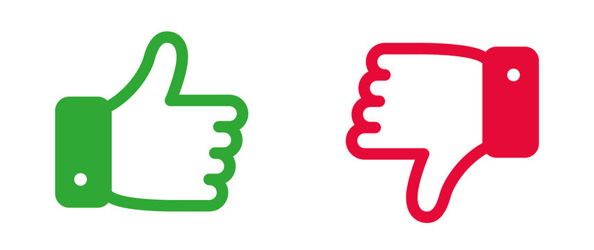 Thumbs up and down flat icon. Like icons. Hands icon. Like icons. Thumbs up collection.