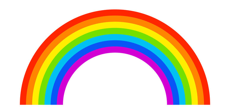 Colorful rainbow icon. Classic rainbow. Red, orange, yellow, green, blue and purple colour.