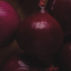 peeled red onions. Atmospheric photo.