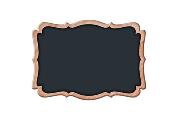 Wooden menu board isolated on white background with clipping path