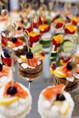 sandwiches tartlets on skewers delicious food snack