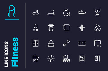 Healthy lifestyle and sport icons set