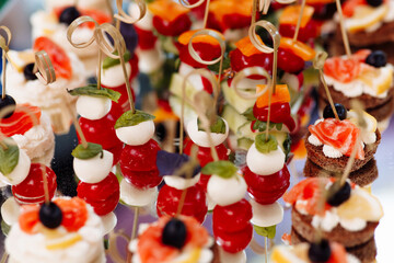 sandwiches tartlets on skewers delicious food snack