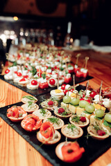 sandwiches tartlets on skewers delicious food snack