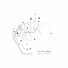 Abstract hexagons genetic, science, chemical pattern. Technology geometric carcass. Vector connection and social network. Concept with lines and dots