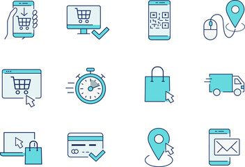 shopping icons set 