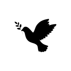 Dove of peace icon. Flying bird. Peace concept. black on white