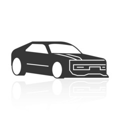 solid icons for Car side view and shadow,vector illustrations