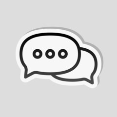 Speech bubbles, chat messages, text clouds, simple icon. Linear sticker, white border and simple shadow on gray background