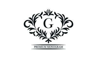 Naklejka premium Exquisite monogram template with the initials G. Elegant logo for cafes, bars, restaurants, invitations. Business style and brand of the company.