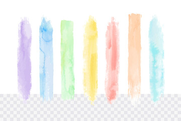 Colorful rainbow watercolor brush stroke set