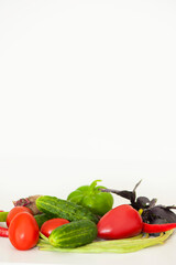 Different vegetables on a white background