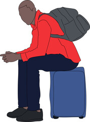 boy with blue suitcase