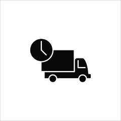 Fast shipping delivery truck flat vector icon for apps and websites on white backgroud