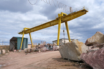 Quarry with mining and stone production.