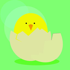 Easter chick. cartoon little chick in the egg.  Cute easter symbol 