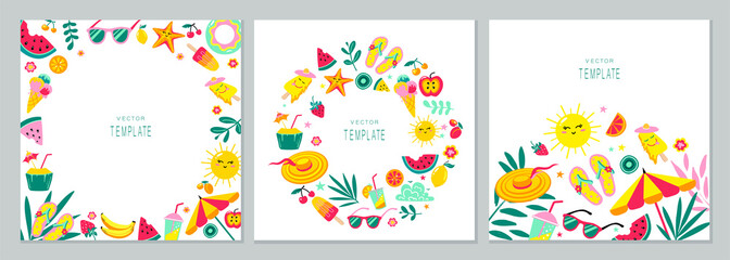 Set of cute summer vector templates
