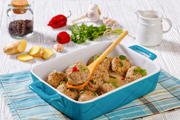 Banh Mi Vietnamese spicy Meatballs, top view
