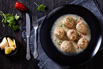Banh Mi Vietnamese spicy Meatballs, top view