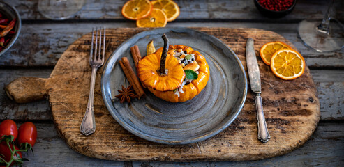 Stuffed mini pumpkins with wild rice