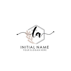 TA Luxury initial handwriting logo with flower template, logo for beauty, fashion, wedding, photography