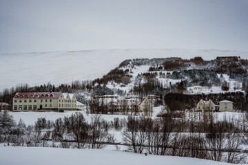 Fototapeta na wymiar Village of Laugar in Reykjadalur in North Iceland