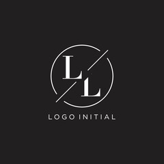 Letter LL logo with simple circle line. Creative look monogram logo design