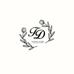 TD Initial letter handwriting and signature logo. Beauty vector initial logo .Fashion  boutique  floral and botanical