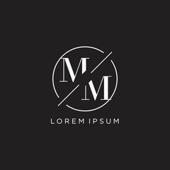 Letter MM logo with simple circle line. Creative look monogram logo design