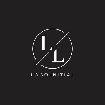 Letter LL logo with simple circle line. Creative look monogram logo design
