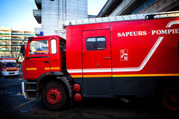 Paris fire trucks to fight fires.
