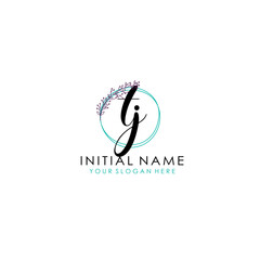 TJ Initial letter handwriting and signature logo. Beauty vector initial logo .Fashion  boutique  floral and botanical