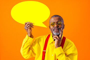 Cool senior african man with fashionable outfit portrait - Funny old male person with cool and...