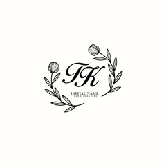 TK Initial letter handwriting and signature logo. Beauty vector initial logo .Fashion  boutique  floral and botanical