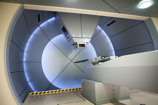 Proton therapy irradiates cancer cells with a beam of protons inside.
