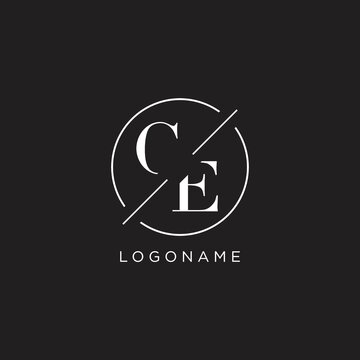 Letter CE logo with simple circle line. Creative look monogram logo design
