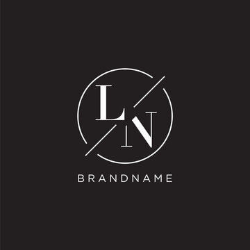 Letter LN logo with simple circle line. Creative look monogram logo design